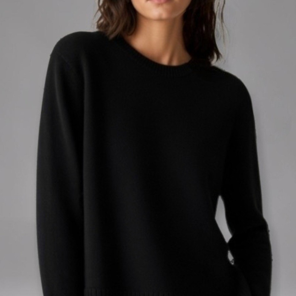 Quince Womens L Mongolian Cashmere Crewneck Sweater Black Quiet Lux Chic
